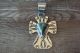 Native American Jewelry Nickel Silver Turquoise Cross Pendant by Jackie Cleveland!