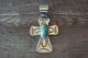 Native American Jewelry Nickel Silver Turquoise Cross Pendant by Jackie Cleveland!