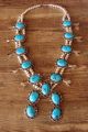 Navajo Jewelry Turquoise Squash Blossom Necklace by Jackie Cleveland