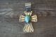 Native American Jewelry Nickel Silver Turquoise Cross Pendant by Jackie Cleveland!