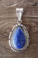 Native American Jewelry Sterling Silver Lapis Pendant - Samuel Yellowhair