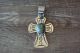 Native American Jewelry Nickel Silver Turquoise Cross Pendant by Jackie Cleveland!