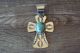 Native American Jewelry Nickel Silver Turquoise Cross Pendant by Jackie Cleveland!