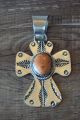 Native American Jewelry Nickel Silver Apple Coral Cross Pendant by Jackie Cleveland!