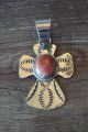 Native American Jewelry Nickel Silver Apple Coral Cross Pendant by Jackie Cleveland!