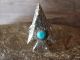 Navajo Sand Cast Sterling Silver Turquoise Arrowhead Ring Signed by Johnson - Size 9