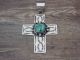 Navajo Indian Nickel Silver Turquoise Cross Pendant by Jackie Cleveland