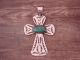 Navajo Indian Nickel Silver Turquoise Cross Pendant by Jackie Cleveland