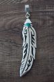 Navajo Sterling Silver Turquoise Feather Pendant - T&R Singer