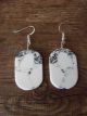 Navajo Indian Sterling Silver Howlite Slab Earrings - Garcia