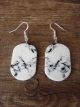 Navajo Indian Sterling Silver Howlite Slab Earrings - Garcia