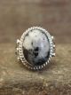 Navajo Sterling Silver & White Buffalo Turquoise Ring by Kenneth - Size 5.5