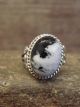 Navajo Sterling Silver & White Buffalo Turquoise Ring by Kenneth - Size 6