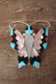 Zuni Indian Jewelry Sterling Silver Inlay Butterfly Pin/Pendant - A. Dishta