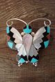 Zuni Indian Jewelry Sterling Silver Inlay Butterfly Pin/Pendant - A. Dishta