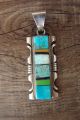 Navajo Indian Sterling Silver Turquoise Opal Inlay Pendant by Steve Francisco