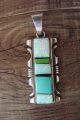 Navajo Indian Sterling Silver Turquoise Opal Inlay Pendant by Steve Francisco