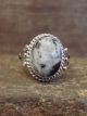 Navajo Sterling Silver & White Buffalo Turquoise Ring by Kenneth - Size 8