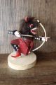 Native American Navajo Indian Handmade Kneeling Tuscan Red Wolf Hunter Kachina! Signed!