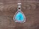 Navajo Jewelry Sterling Silver Turquoise Pendant by Samuel Yellowhair