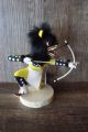 Native American Navajo Indian Handmade Yellow Kneeling Wolf Hunter Kachina! Signed!