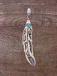 Navajo Sterling Silver Turquoise Feather Pendant - T&R Singer