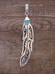 Navajo Sterling Silver Turquoise Feather Pendant - T&R Singer