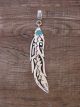 Navajo Sterling Silver Turquoise Feather Pendant - T&R Singer