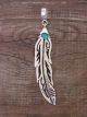 Navajo Sterling Silver Turquoise Feather Pendant - T&R Singer