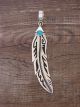 Navajo Sterling Silver Turquoise Feather Pendant - T&R Singer