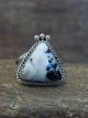 Navajo Sterling Silver & White Buffalo Turquoise Ring by Gordon - Size 7