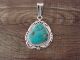 Navajo Indian Sterling Silver Turquoise Pendant by Samuel Yellowhair