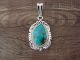 Navajo Indian Sterling Silver Turquoise Pendant by Samuel Yellowhair