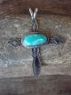 Navajo Indian Nickel Silver & Turquoise Cross Pendant by Jackie Cleveland