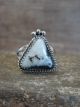 Navajo Sterling Silver & White Buffalo Turquoise Ring by Gordon - Size 8.5