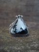 Navajo Sterling Silver & White Buffalo Turquoise Ring by Gordon - Size 8.5