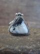 Navajo Sterling Silver & White Buffalo Turquoise Ring by Gordon - Size 8.5