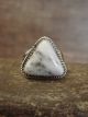 Navajo Sterling Silver & White Buffalo Turquoise Ring by Gordon - Size 6