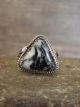 Navajo Sterling Silver & White Buffalo Turquoise Ring by Gordon - Size 7