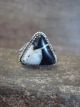 Navajo Sterling Silver & White Buffalo Turquoise Ring by Gordon - Size 8.5