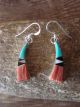 Navajo Sterling Silver Spiny Oyster Inlay Dangle Earrings - B. Johnson