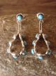 Native American Jewelry Sterling Silver Turquoise Post Earrings! Zuni Indian