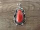 Navajo Nickel Silver Coral Pendant - Jackie Cleveland