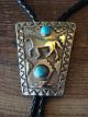  Navajo Tufa Cast Sterling Silver & Turquoise Horse Bolo Tie by Emerson Kinsel