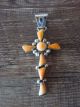 Navajo Sterling Silver Spiny Oyster Cross Pendant by Sheena Jack