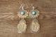 Navajo Indian Nickel Silver Turquoise Stamped Earrings Phoebe Tolta