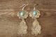 Navajo Indian Nickel Silver Turquoise Stamped Earrings Phoebe Tolta