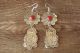 Navajo Indian Nickel Silver Coral Stamped Earrings Phoebe Tolta