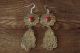 Navajo Indian Nickel Silver Coral Stamped Earrings Phoebe Tolta