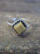 Zuni Indian Sterling Silver Yellow Shell Ring by Rosetta - Size 6